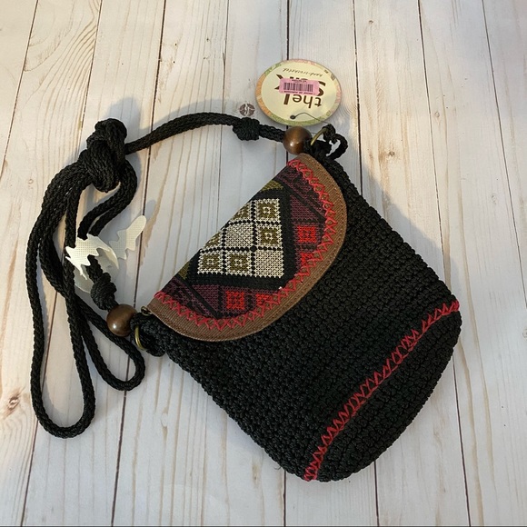 The Sak Handbags - THE SAK crocheted black purse with tribal patterns